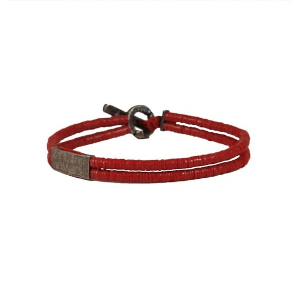 M Cohen Beaded Bracelet Red 925 Silver 6.5 inch Wrap Dongle - Picture 1 of 5